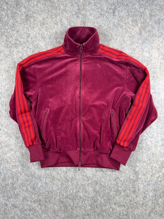 Adidas X Ivy Park Jackets & Blazers - Adidas Ivy Park Womens Track Jacket Velour Sz M Burgundy Stripe